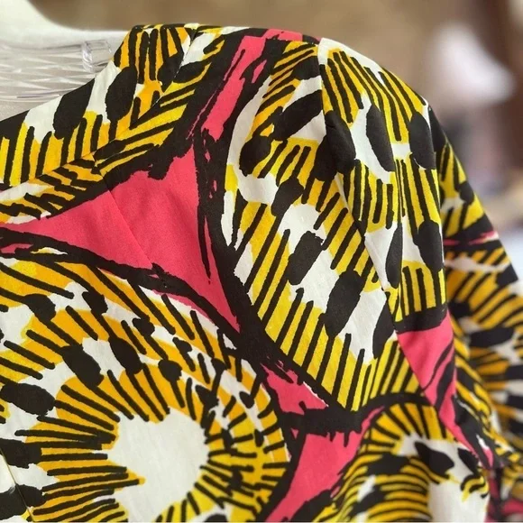 J. Crew Ratti Electric Kiwi Dress Yellow Pink Shift Mini 0 - Picture 13 of 17